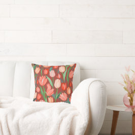 Almofada Padrão Floral de Tulipa Elegante – Primavera Verme
