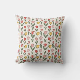 Almofada Padrão Floral de Tulipa Moderna Botânica Suave Pri