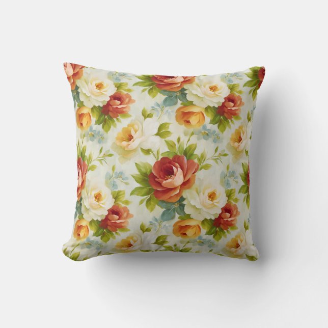 Almofada Padrão Floral de Verão Botânico Rústico Chique (Frente)