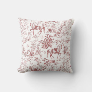 Almofada Padrão Floral do Cavalo Branco Vermelho Elegante V