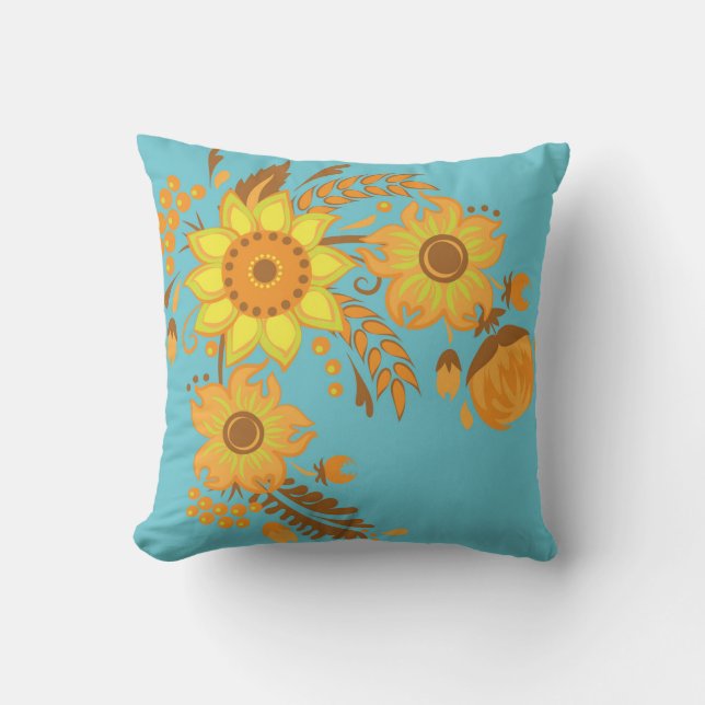 Almofada Padrão Floral do outono vibrante (Frente)