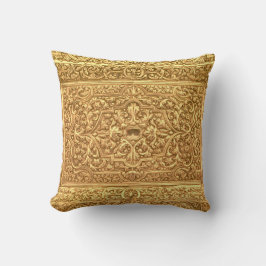 Almofada Padrão Floral Dourado Ornamentado Antigo