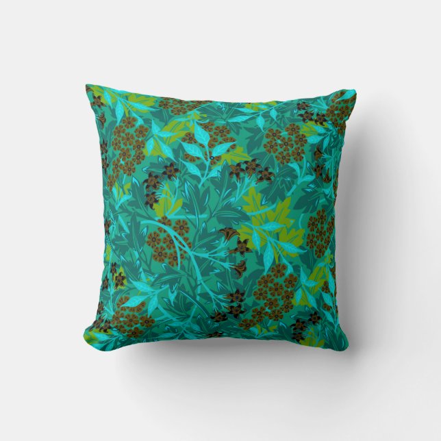 Almofada Padrão Floral Elegante | Teal e Turquesa (Frente)