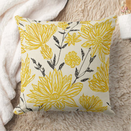 Almofada Padrão floral em amarelo