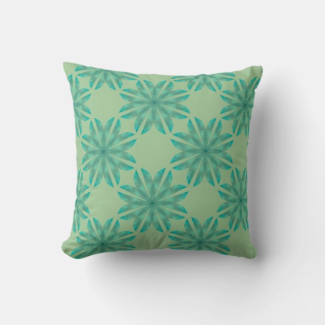 Almofada Padrão floral em verde-menta (Frente)