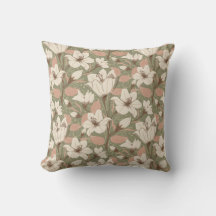 Padrão Floral Floral de Beige Lily Verde da Sage B