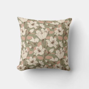 Almofada Padrão Floral Floral de Beige Lily Verde da Sage B