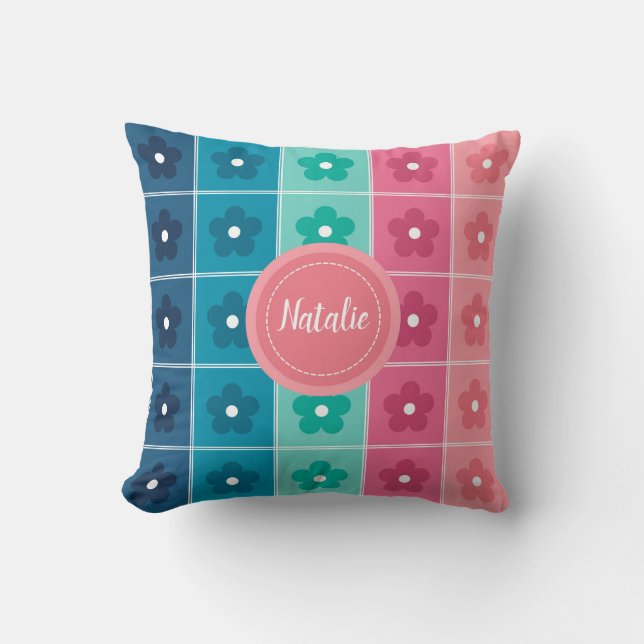 Almofada Padrão Floral Fofo Personalizado (Frente)