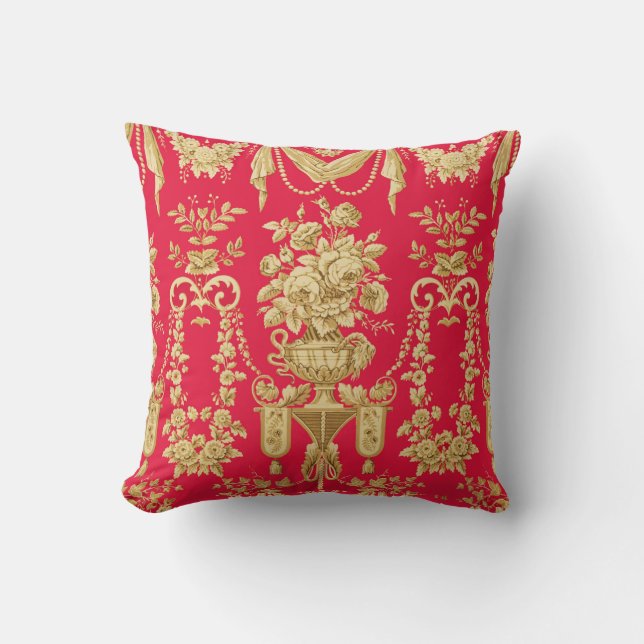 ALMOFADA PADRÃO FLORAL FRANCÊS, VASOS DE FLOR, ROSAS (Frente)