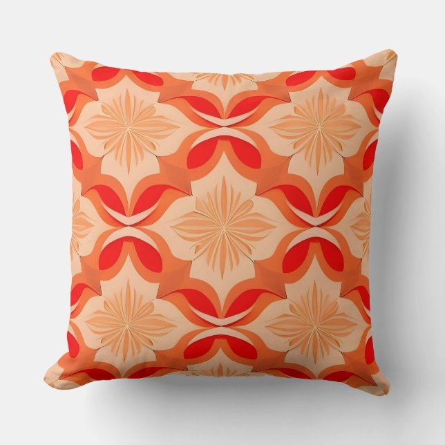 Almofada Padrão Floral Geométrico Com Motivos Simétricos (Frente)