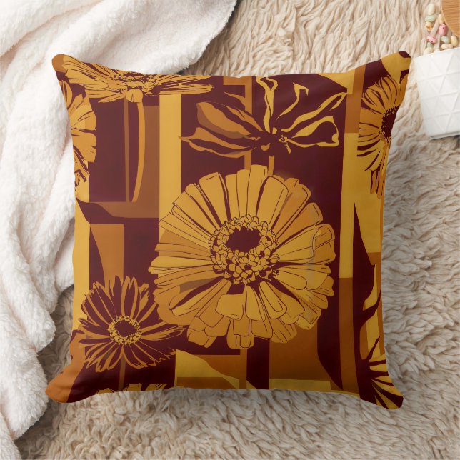 Almofada Padrão Floral Geométrico de Outono Moderno (Cobertor)