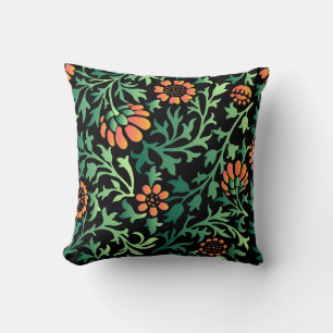 Almofada Padrão Floral Intricado com Folhas Verdes