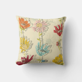 Almofada Padrão Floral Invisível Com flores desenhadas à mã
