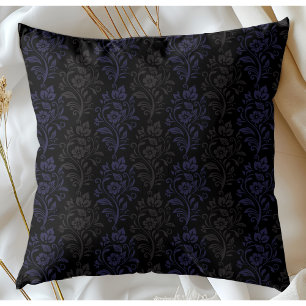 Almofada Padrão Floral Moderno Azul Cinza A Preto