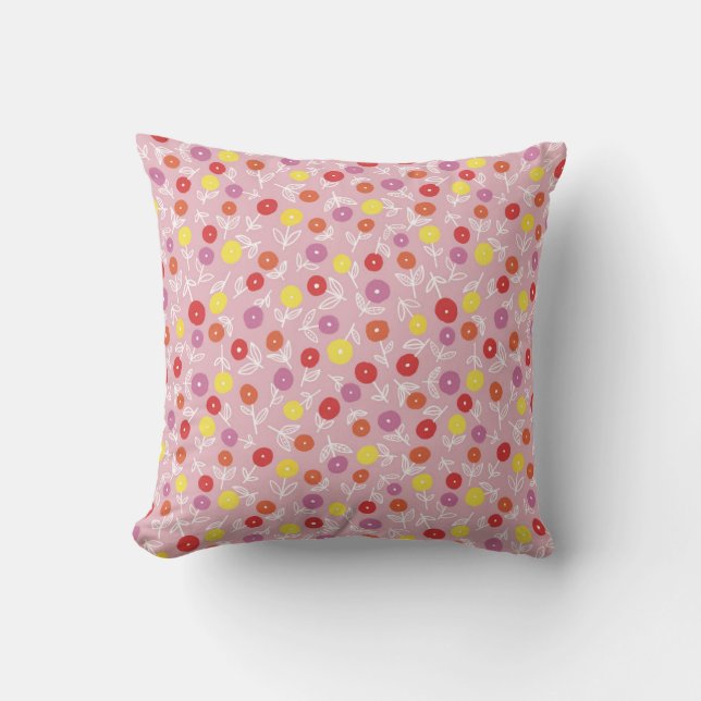 Almofada Padrão floral moderno boho rosa (Frente)
