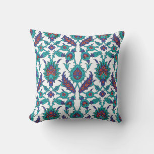 Almofada Padrão Floral Oriental Vermelho Azul Branco Orient