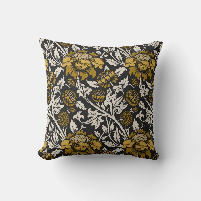 Almofada Padrão floral ornamentado com grandes flores doura (Frente)