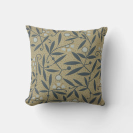 Almofada Padrão floral ornamentado com videiras azuis escur