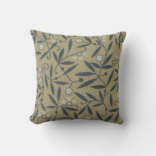 Almofada Padrão floral ornamentado com videiras azuis escur