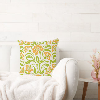 Almofada Padrão Floral Paisley Vintage | Laranja Verde Bota