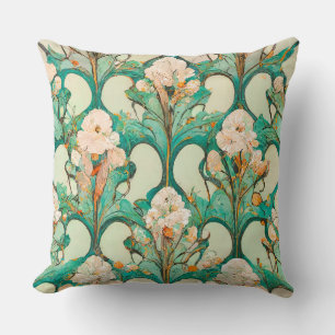 Almofada Padrão Floral Papel Wallpaper Art Nouveau Estilo