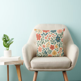 Almofada Padrão Floral Pintado à Mão – Botânica Colorida