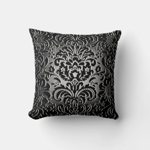 Almofada Padrão Floral "Relógio de Moca" da Cinza Escura