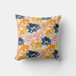 Almofada Padrão Floral Retro em Aquarela