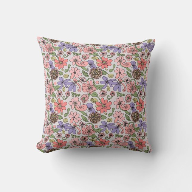 Almofada Padrão Floral Retro Seamless Boho (Frente)
