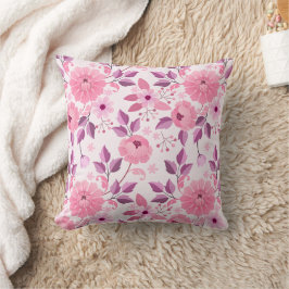 Almofada Padrão Floral Rosa com Flores Elegantes