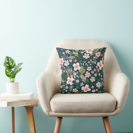 Almofada Padrão Floral Rosa e Branco Elegante