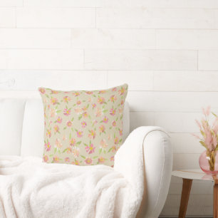 Almofada Padrão Floral Rosa-Elegante na moda Beige