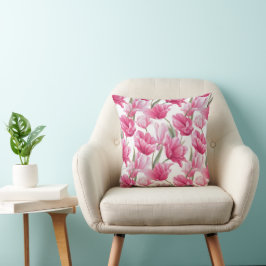 Almofada Padrão Floral Rosa Moderno Tulipa Branca