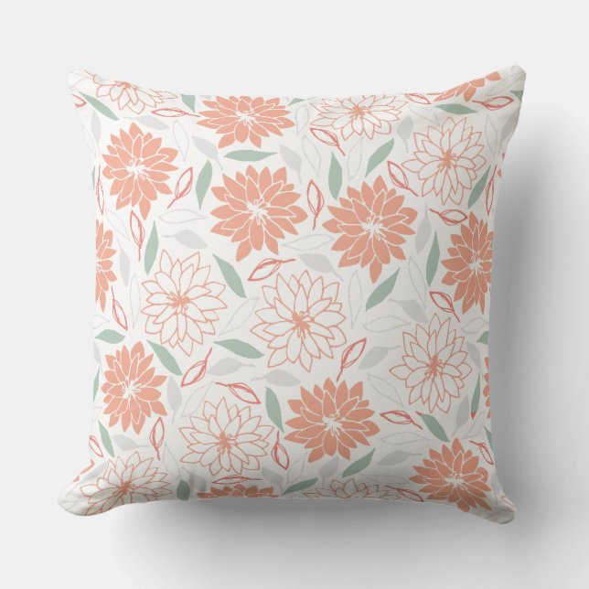 Almofada Padrão Floral Rosa Peachy Fofo (Frente)