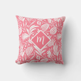 Almofada Padrão Floral Rosa Tropical com Monograma de Diama