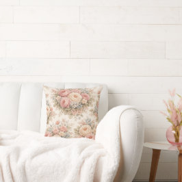 Almofada Padrão Floral Rosa Vintage | Pastel Elegante