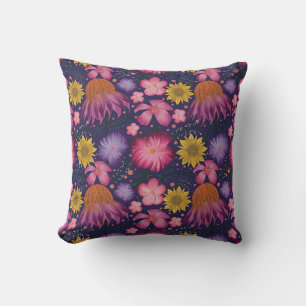 Almofada Padrão Floral Roxo do Coneflower