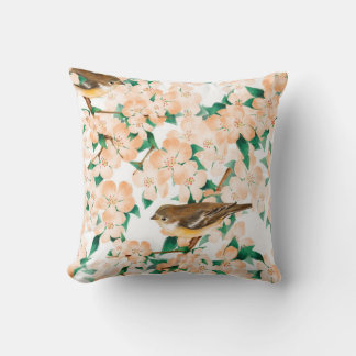 Almofada Padrão floral sem costura com aves