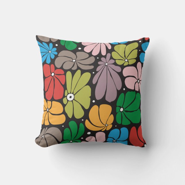 Almofada Padrão floral sem costura com grandes flores estil (Frente)