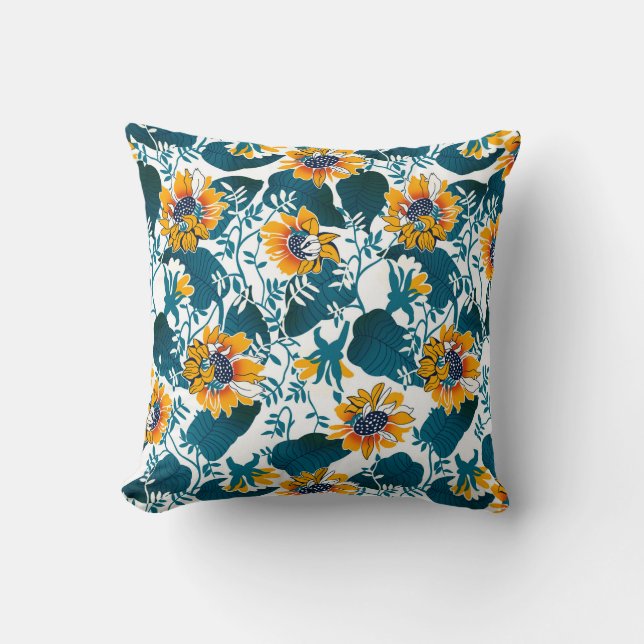 Almofada Padrão floral sem soldadura, fundo no art nouveau (Frente)