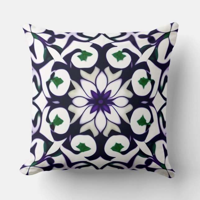 Almofada Padrão Floral Simétrico Ornamentado (Frente)