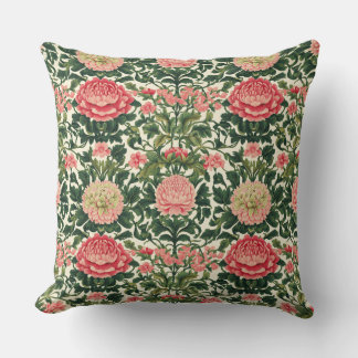 Almofada Padrão Floral Simétrico Peônia Rosa