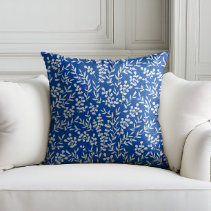 Almofada Padrão floral simples do fazendeiro em azul