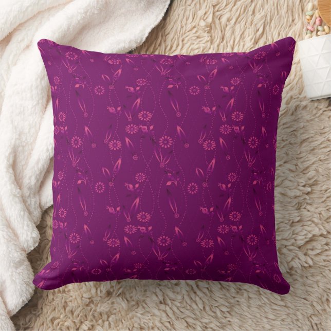 Almofada Padrão floral simples retrô burgundy (Cobertor)