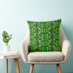 Almofada Padrão Floral Tropical Verde