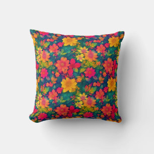 Almofada Padrão Floral Vermelho