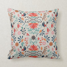 Padrão floral vermelho de pássaros azuis da arte p