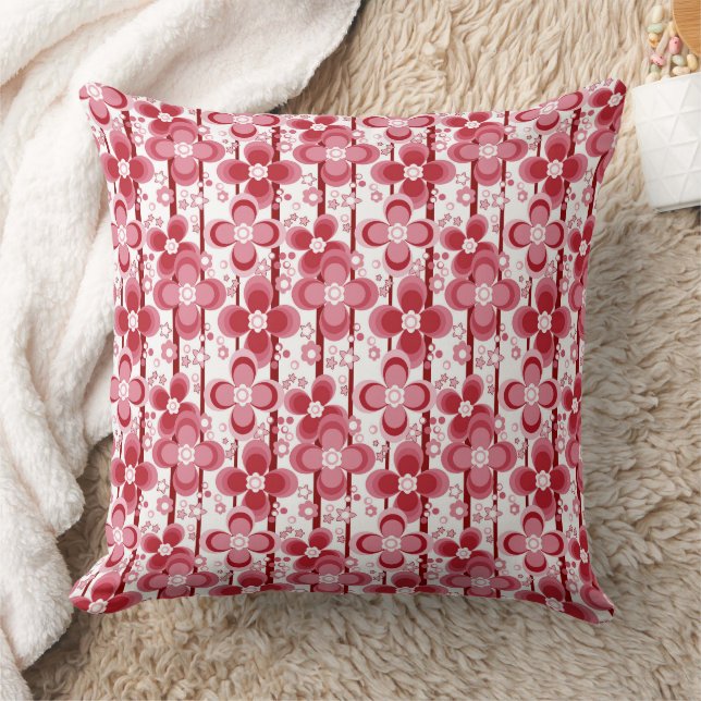 Almofada Padrão floral vermelho e branco (Cobertor)
