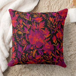 Almofada Padrão floral vermelho quente
