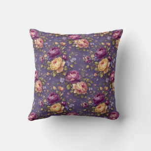 Almofada Padrão Floral Vintage com Folhas Elegantes